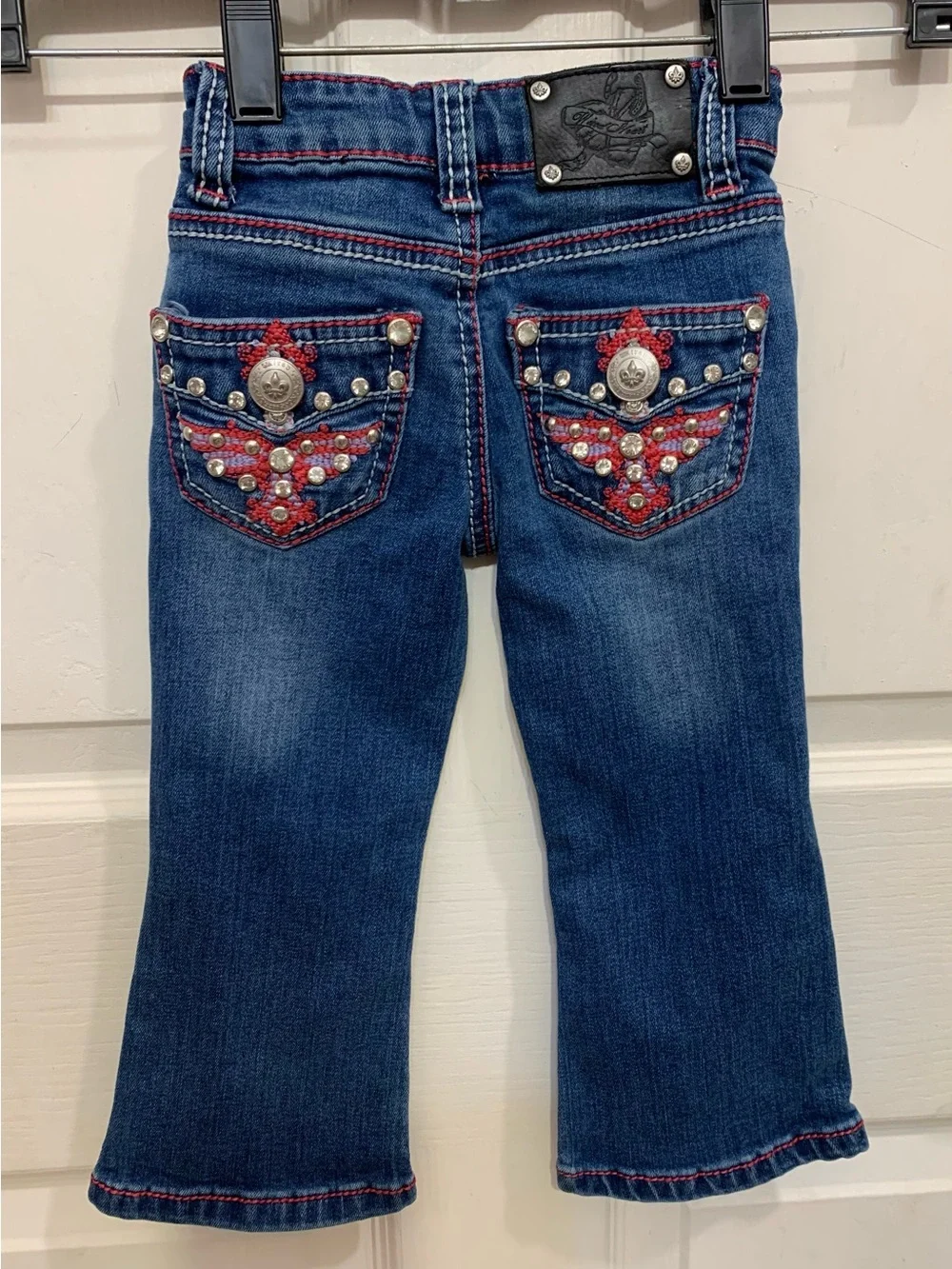 Toddler Girl 2T Wired Heart Bootcut Western Denim Pink & Bedazzled Jean.    3707